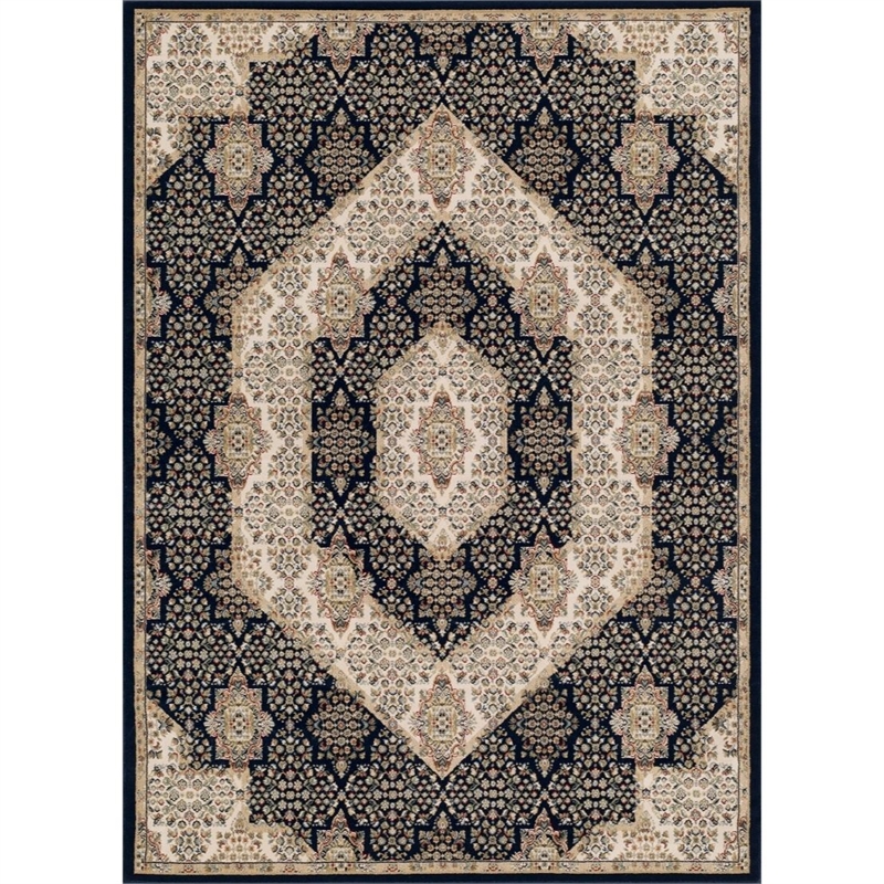 Pemberly Row Contemporary Blue Oriental 8' x 10' Fabric Area Rug