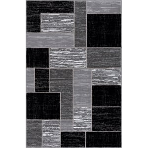 Pemberly Row Mid-Century Black Geometric 4 ft. x 6 ft. Fabric Area Rug
