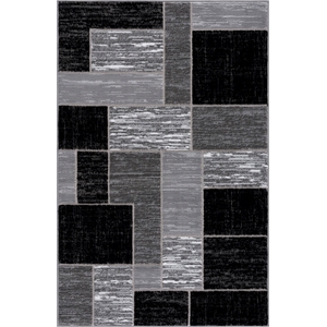 Pemberly Row Mid-Century Black Geometric 5 ft. x 7 ft. Fabric Area Rug
