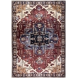 Pemberly Row Red Distressed Washable 8 ft. x 10 ft. Fabric Area Rug