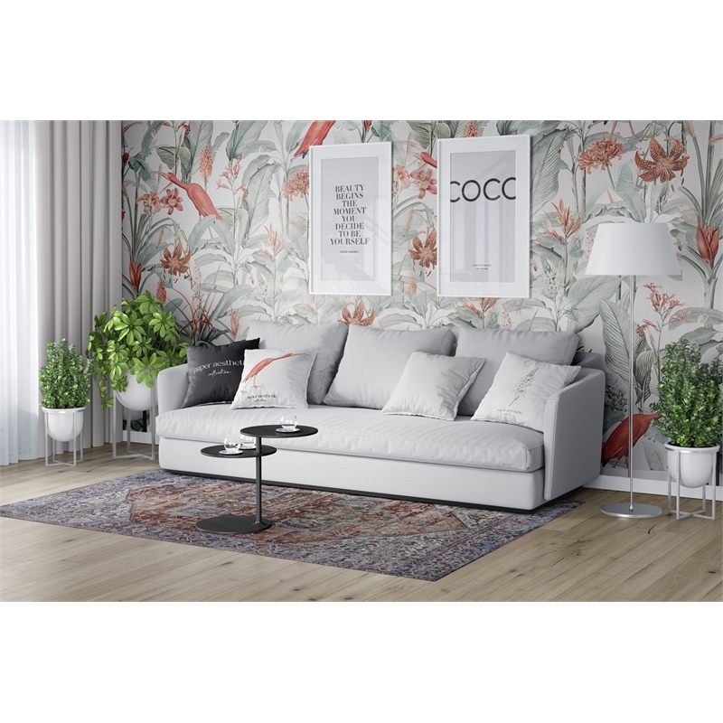 Pemberly Row Coral Distressed Washable 8 ft. x 10 ft. Fabric Area Rug