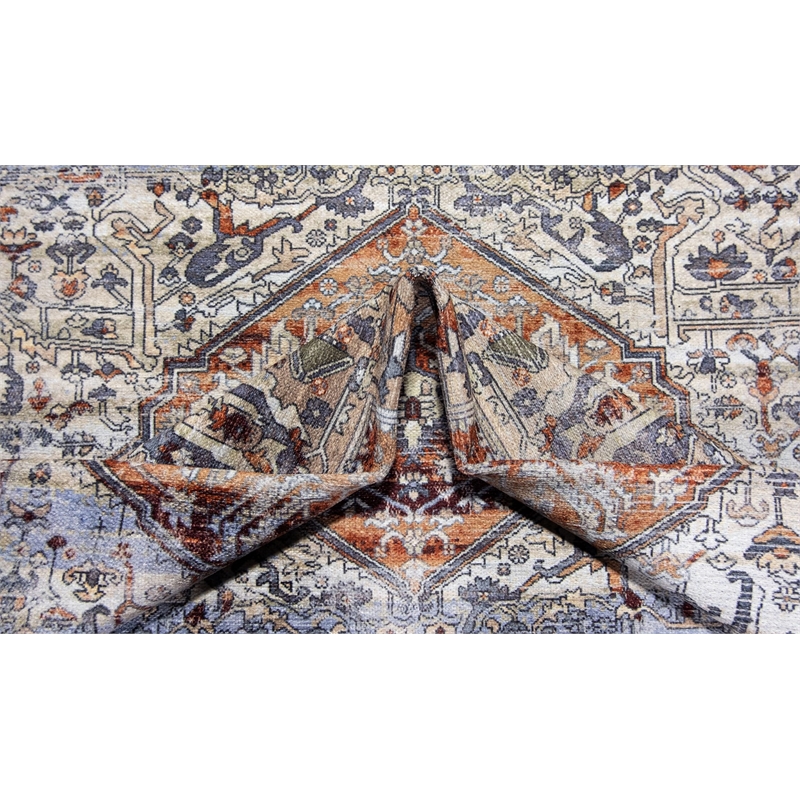 Pemberly Row Coral Distressed Washable 8 ft. x 10 ft. Fabric Area Rug