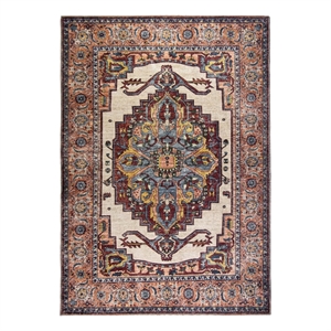 Pemberly Row Brick Red Traditional Washable 5 ft. x 7 ft. Fabric Area Rug