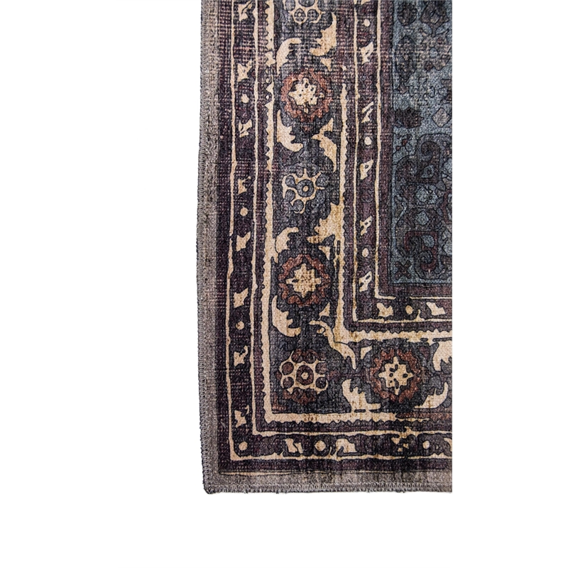 Pemberly Row Multi-Color Distressed Washable 2 ft. x 6 ft. Fabric Runner Rug