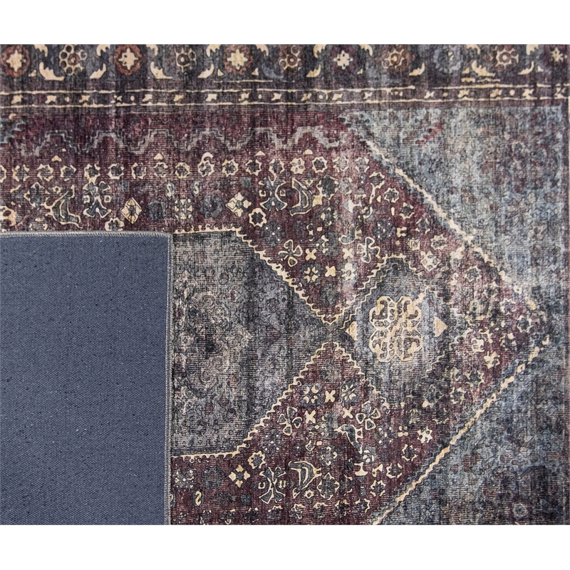 Pemberly Row Multi-Color Distressed Washable 5 ft. x 7 ft. Fabric Area Rug