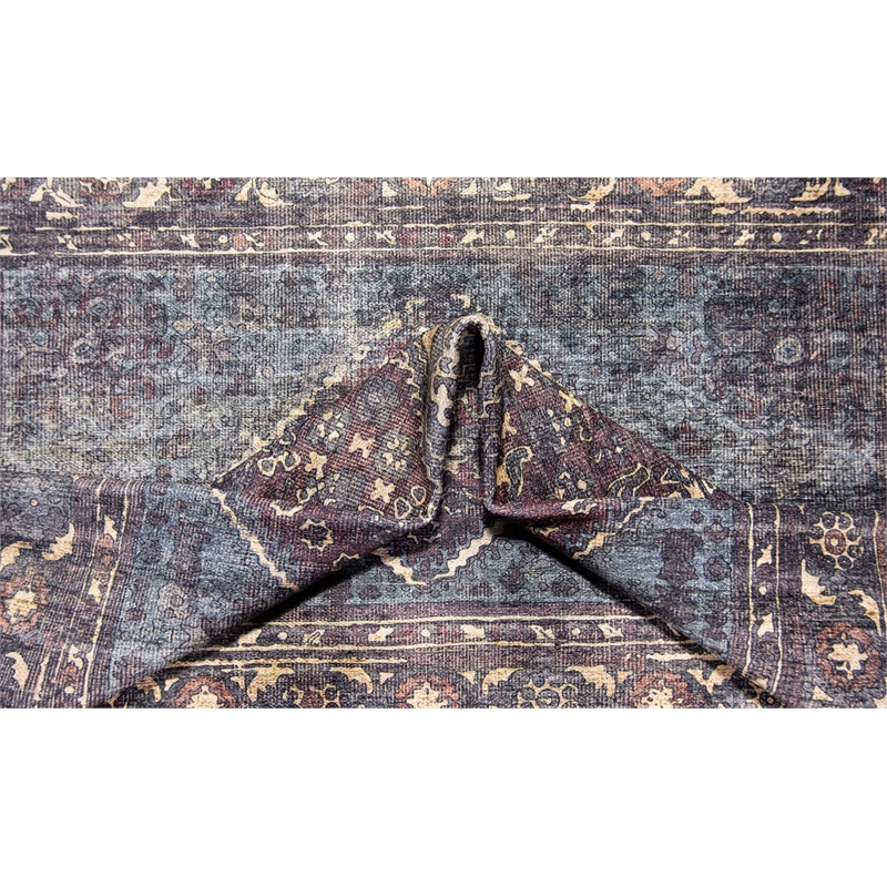 Pemberly Row Multi-Color Distressed Washable 5 ft. x 7 ft. Fabric Area Rug