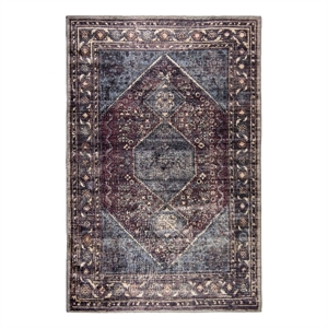 Pemberly Row Multi-Color Distressed Washable 5 ft. x 7 ft. Fabric Area Rug
