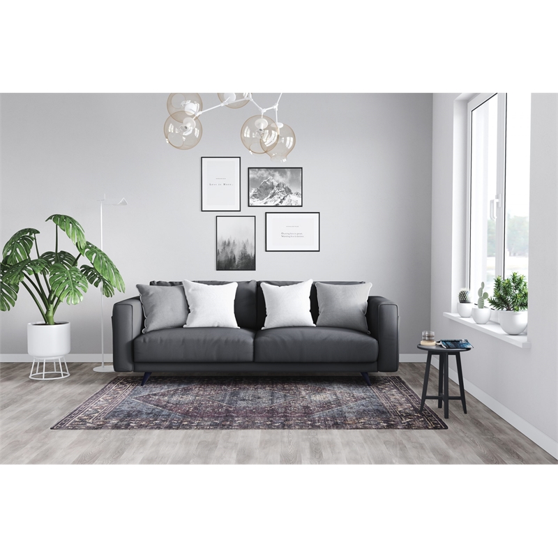 Pemberly Row Multi-Color Distressed Washable 8 ft. x 10 ft. Fabric Area Rug