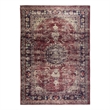 Pemberly Row Red Distressed Washable 5 ft. x 7 ft. Fabric Area Rug