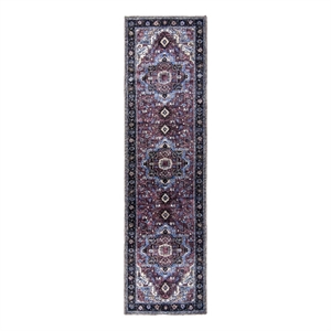 Pemberly Row Multi-Color Traditional Washable 2 ft. x 6 ft. Fabric Runner Rug