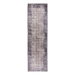 Pemberly Row Gray Distressed Washable 2 ft. x 6 ft. Fabric Runner Rug