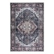 Pemberly Row Gray Distressed Washable 4 ft. x 6 ft. Fabric Area Rug