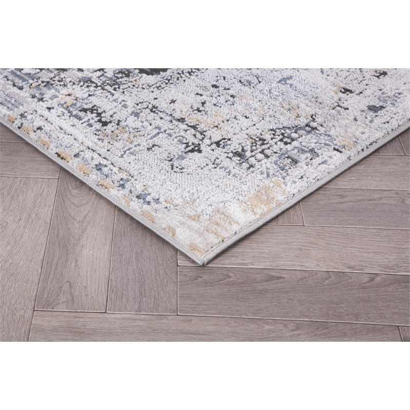 Pemberly Row Traditional Gray Oriental 2 ft. x 6 ft. Fabric Runner Rug