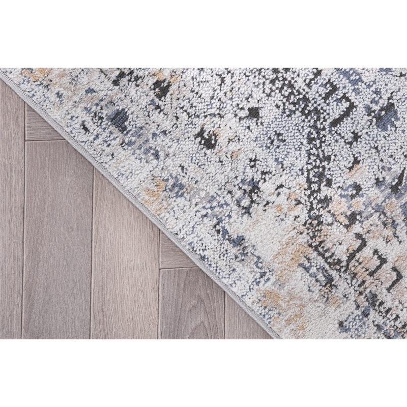 Pemberly Row Traditional Gray Oriental 2 ft. x 6 ft. Fabric Runner Rug