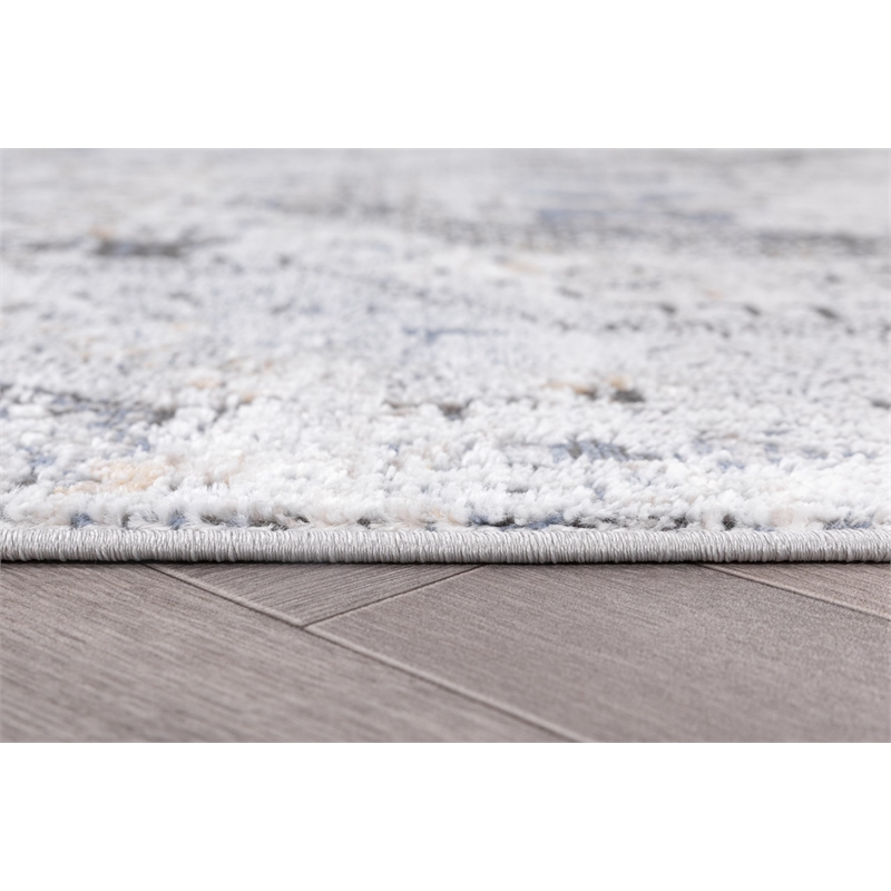 Pemberly Row Traditional Gray Oriental 2 ft. x 6 ft. Fabric Runner Rug