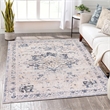 Pemberly Row Traditional Gray Oriental 5 ft. x 7 ft. Fabric Area Rug