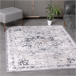Pemberly Row Traditional Gray Oriental 5 ft. x 7 ft. Fabric Area Rug