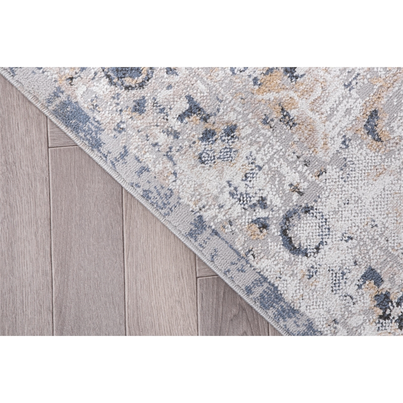 Pemberly Row Traditional Gray Oriental 5 ft. x 7 ft. Fabric Area Rug