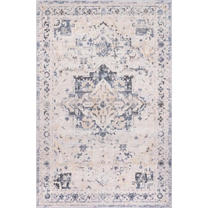 Pemberly Row Traditional Gray Oriental 5 ft. x 7 ft. Fabric Area Rug
