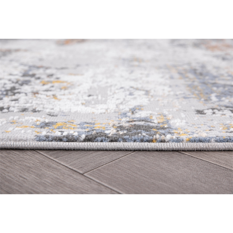 Pemberly Row Blue Distressed 2 ft. x 6 ft. Fabric Runner Rug