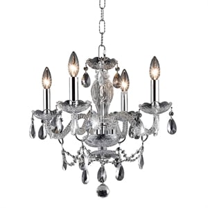 Pemberly Row Contemporary 4 Light Royal Crystal Chandelier in Chrome