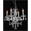 Pemberly Row Contemporary 4 Light Royal Crystal Chandelier in Chrome