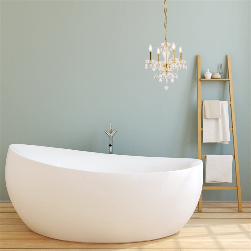 Pemberly Row Contemporary 4 Light Royal Crystal Chandelier in Gold