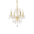 Pemberly Row Contemporary 4 Light Royal Crystal Chandelier in Gold