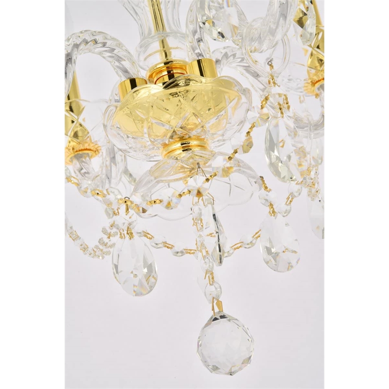 Pemberly Row Contemporary 4 Light Royal Crystal Chandelier in Gold