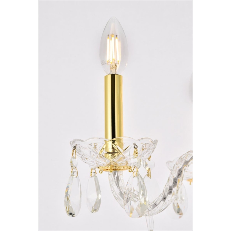 Pemberly Row Contemporary 4 Light Royal Crystal Chandelier in Gold