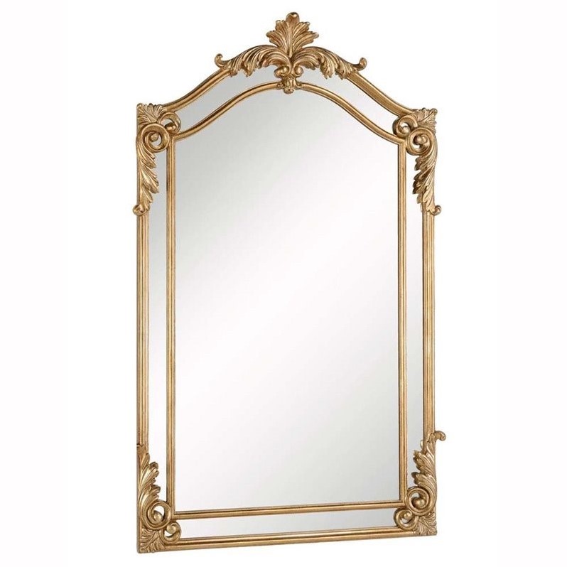 Pemberly Row Contemporary Rectangular Decorative Mirror with Gold Finish Frame