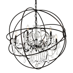 Pemberly Row Contemporary 32&quot 6 Light Royal Crystal Pendant Lamp