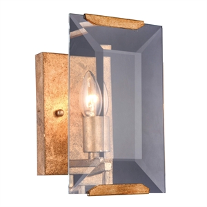 Pemberly Row Contemporary 6&quot Glass Crystal Wall Sconce in Golden Iron