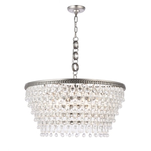 Pemberly Row Contemporary 28&quot 6 Light Royal Crystal Pendant Lamp
