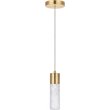 Pemberly Row Contemporary Clear 1 Light LED Pendant in Gold Finish