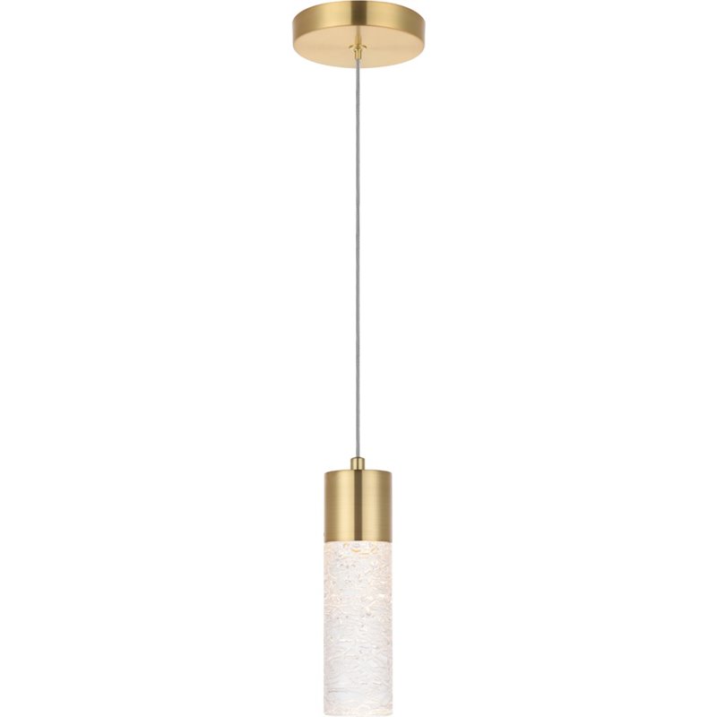 Pemberly Row Contemporary Clear 1 Light LED Pendant in Gold Finish