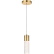 Pemberly Row Contemporary Clear 1 Light LED Pendant in Gold Finish