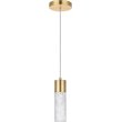 Pemberly Row Contemporary Clear 1 Light LED Pendant in Gold Finish