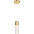 Pemberly Row Contemporary Clear 1 Light LED Pendant in Gold Finish