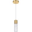 Pemberly Row Contemporary Clear 1 Light LED Pendant in Gold Finish