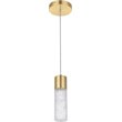 Pemberly Row Contemporary Clear 1 Light LED Pendant in Gold Finish