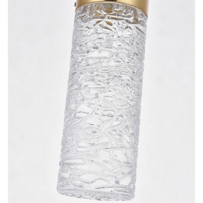 Pemberly Row Contemporary Clear 1 Light LED Pendant in Gold Finish