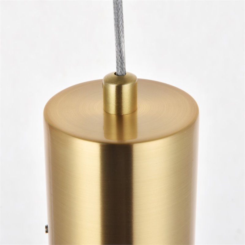 Pemberly Row Contemporary Clear 1 Light LED Pendant in Gold Finish