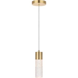 Pemberly Row Contemporary Clear 1 Light LED Pendant in Gold Finish