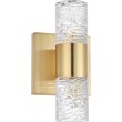 Pemberly Row Contemporary 2 Light Clear LED Vanity Light in Gold