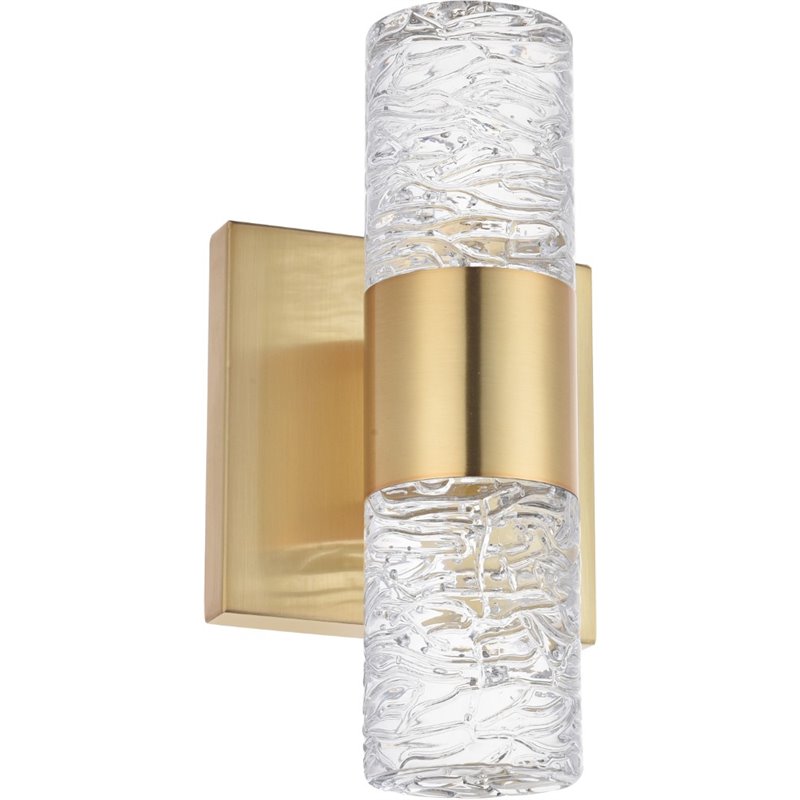 Pemberly Row Contemporary 2 Light Clear LED Vanity Light in Gold