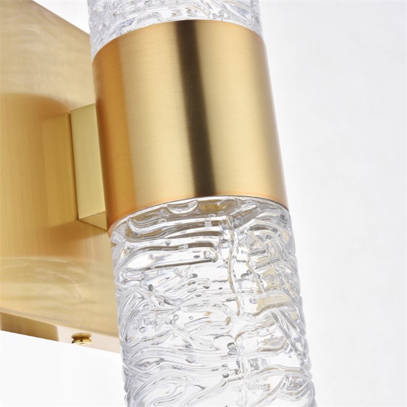 Pemberly Row Contemporary 2 Light Clear LED Vanity Light in Gold