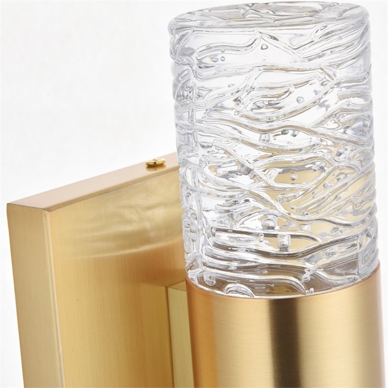 Pemberly Row Contemporary 2 Light Clear LED Vanity Light in Gold