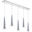 Pemberly Row Contemporary 5 Light Metal LED Island Pendant in Chrome