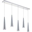 Pemberly Row Contemporary 5 Light Metal LED Island Pendant in Chrome